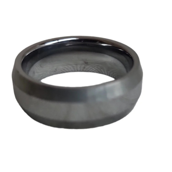 Tungsten Carbide Dome Ring Satin Center Strip - Picture 2 of 2